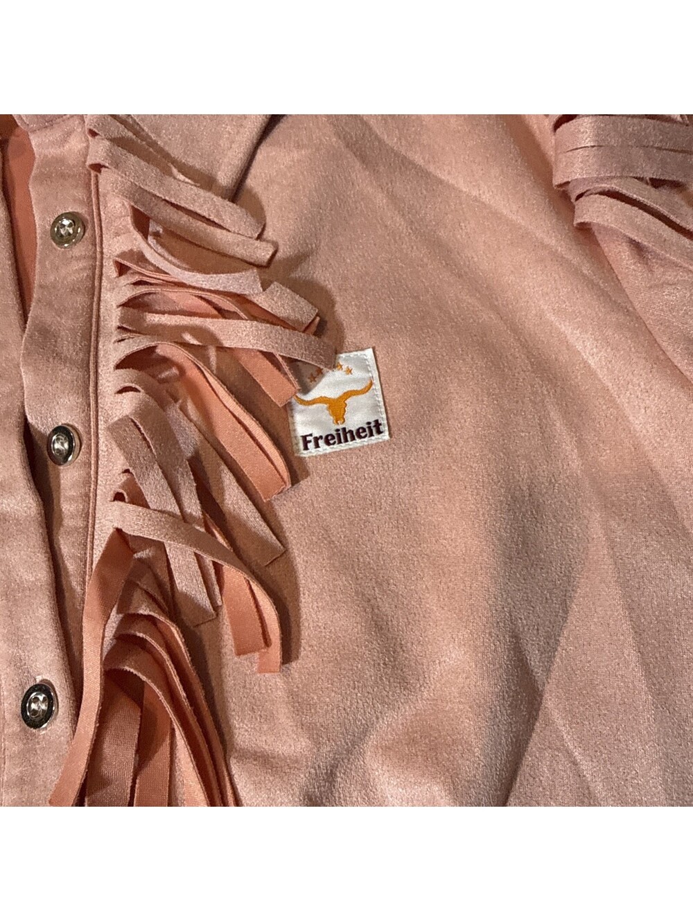 Freiheit Fringe Out Jacket Shirt sz L Pink Faux Suede (2133) - Picture 2 of 9